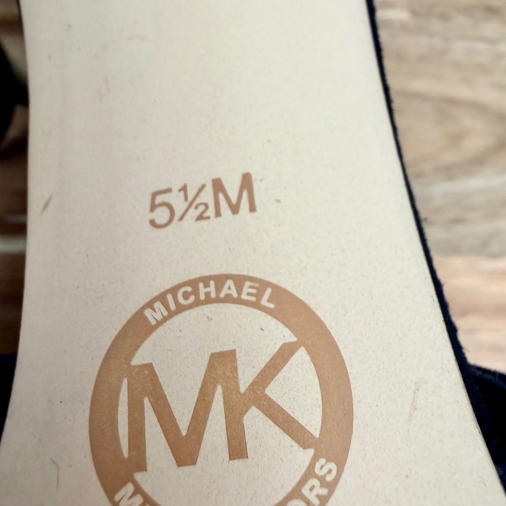 Michael Kors Black Suede Strappy Stiletto Heels Zip Ankle Strap Womens 5.5M - Picture 8 of 8